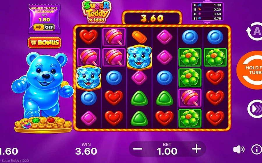 Sugar Teddy x1000 dans le catalogue Azur Casino