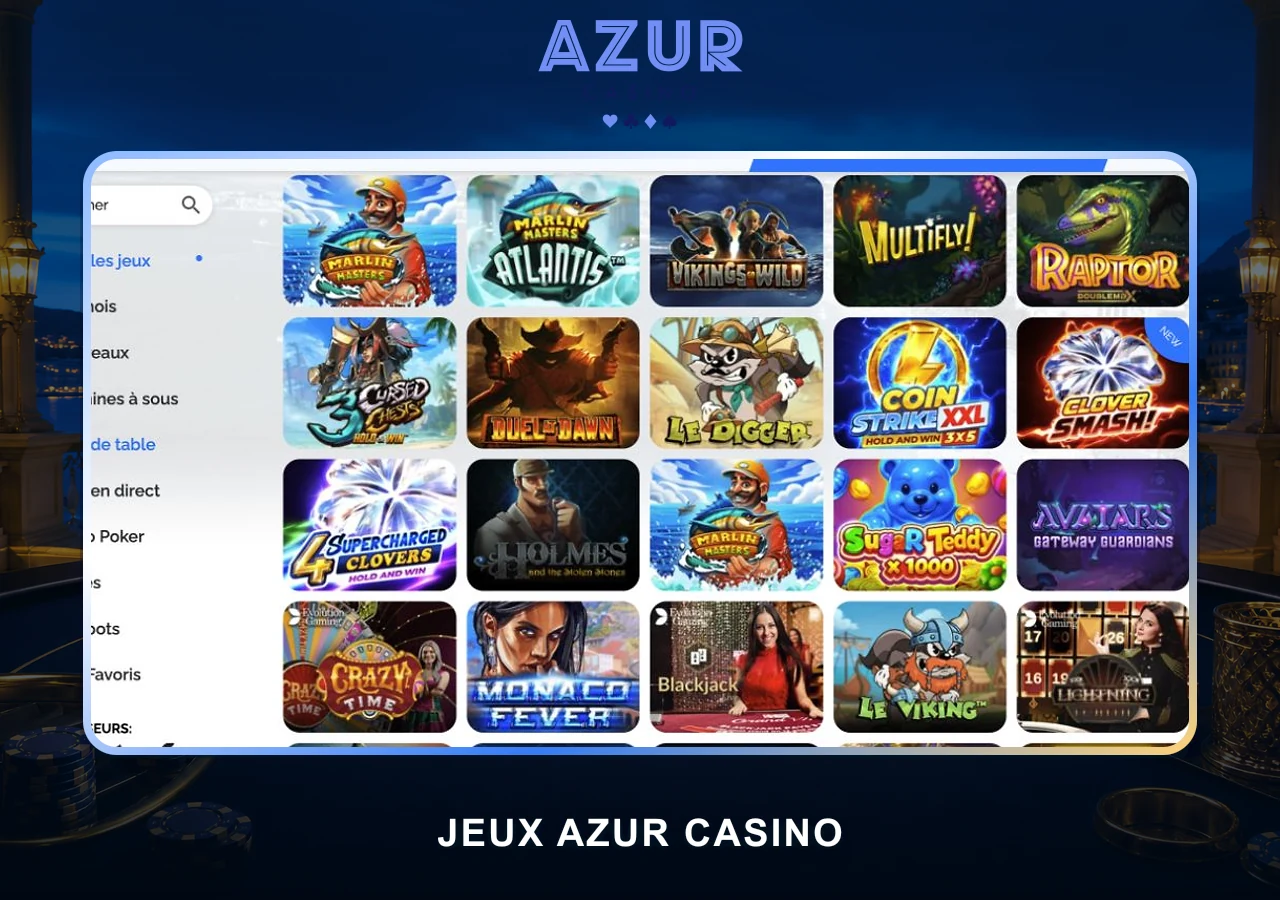 Catalogue de jeux Azur Casino